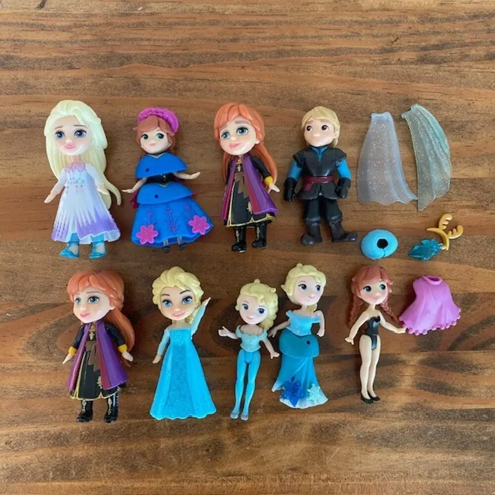 Disney Frozen Mini Posable Doll Figure Lot Of 9 Anna Kristoff Elsa 3